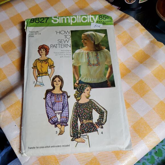 Vintage 1971 simplicity peasant blouse pattern size medium - Picture 1 of 4